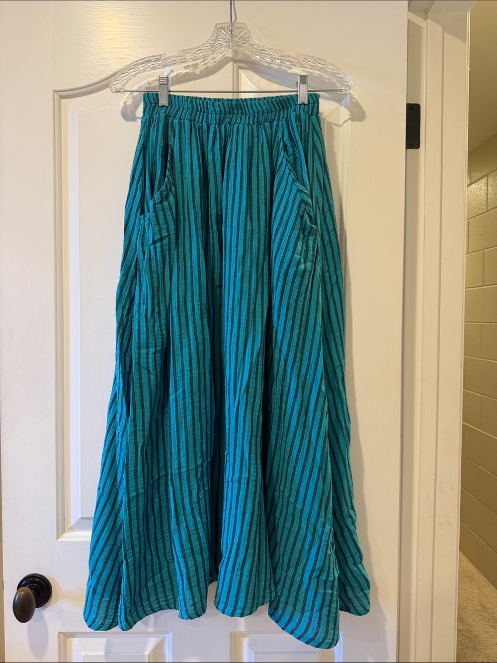 Curator SF Ocean Fawn Skirt Boho Striped Midi Skirt - Size Small